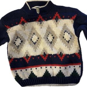 Navy and Cream Patterned unisex Vintage Sweater Colter Bay